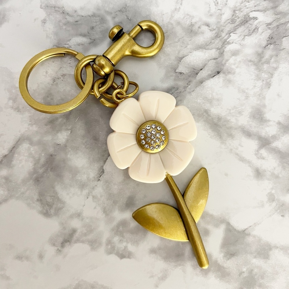 LOUIS VUITTON PadLock & Key #305 with Unbranded Gold Flower Rhinestone Key Chain - Picture 6 of 8